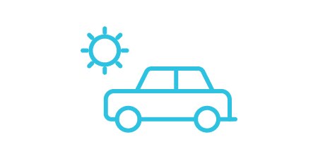 Protect components from solar heat icon of a vehicle under the sun.
