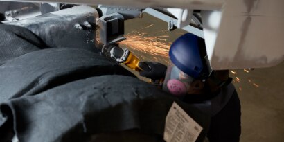 welder wearing safety equipment

