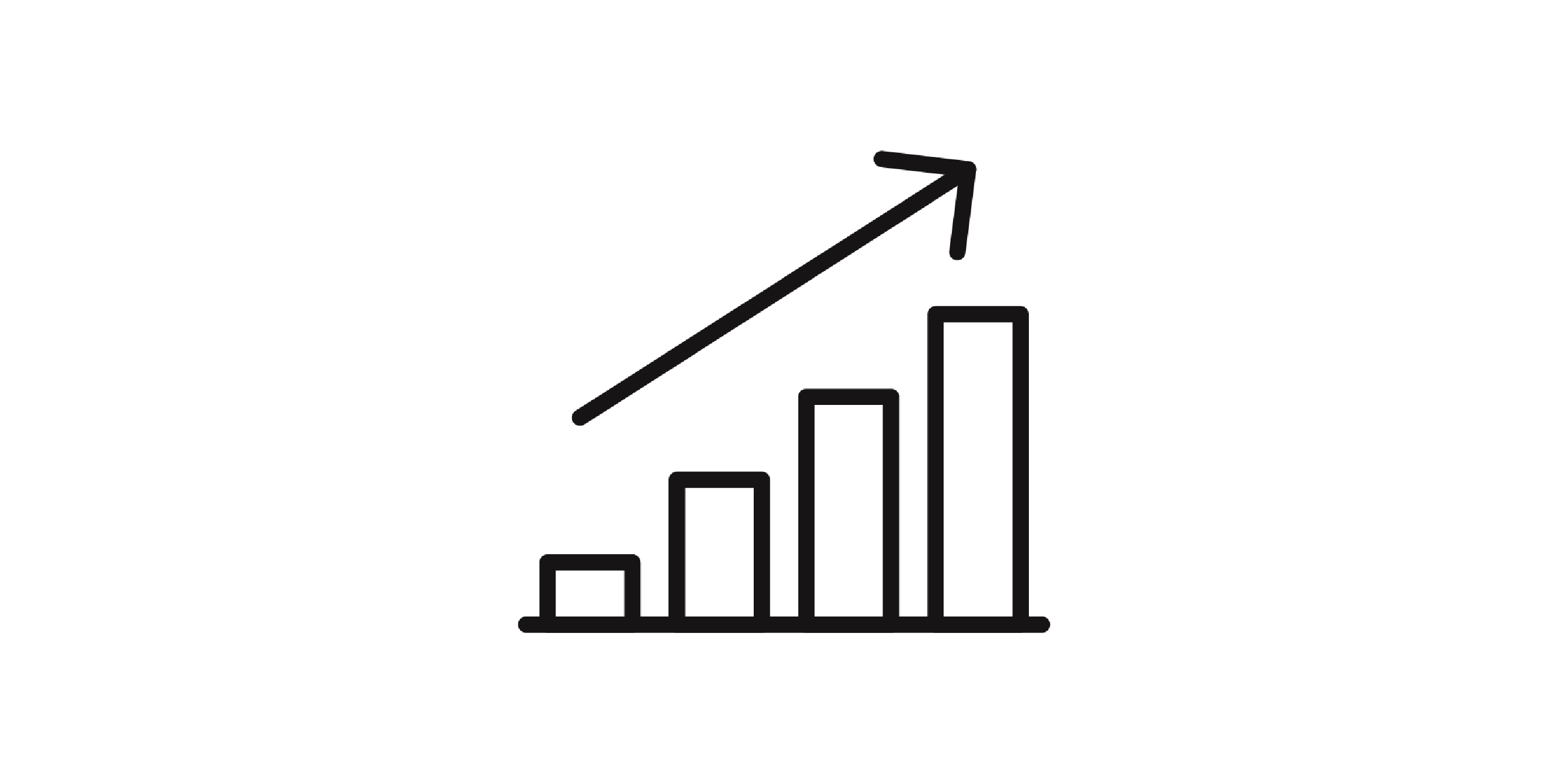 Icon of a bar graph with an arrow ascending to follow the graph
