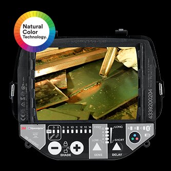 close up of Speedglas ADF lens with natural color technology
