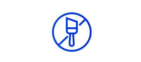 Icon of a paint brush in a barred circle representing no-primer application
