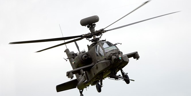 Helicopter in the air.
