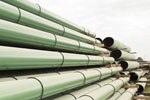 Stacks of epoxy coated pipe