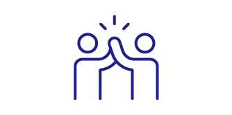 Two people doing a high-five icon
