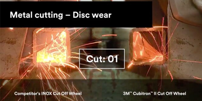 Video showing usage of an abrasive wheel for metal cutting
