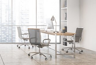 Brightly lit minimalist office space
