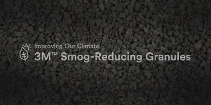 A roof shingle with 3M™ Smog-reducing Granules cleans pollution particles from the air.

