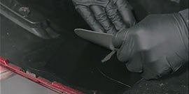 flexible patch applied to interior of a bumper
