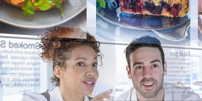 restaurant employees using touch screen menu to improve the way their commercial kitchen operates
