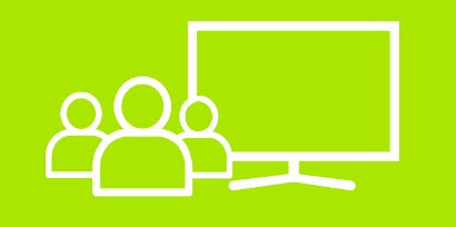 icon of a monitor with people icons in front
