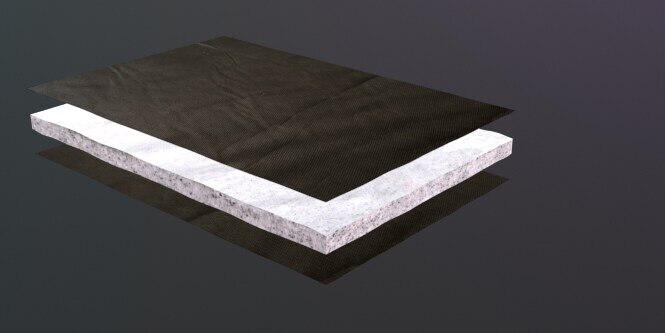 flexile acoustic material FAB exploded layer view
