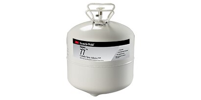 Solvent- and water-based adhesives use a liquid carrier to apply the adhesive to the substrates. Image of a spray adhesive in a cannister.

