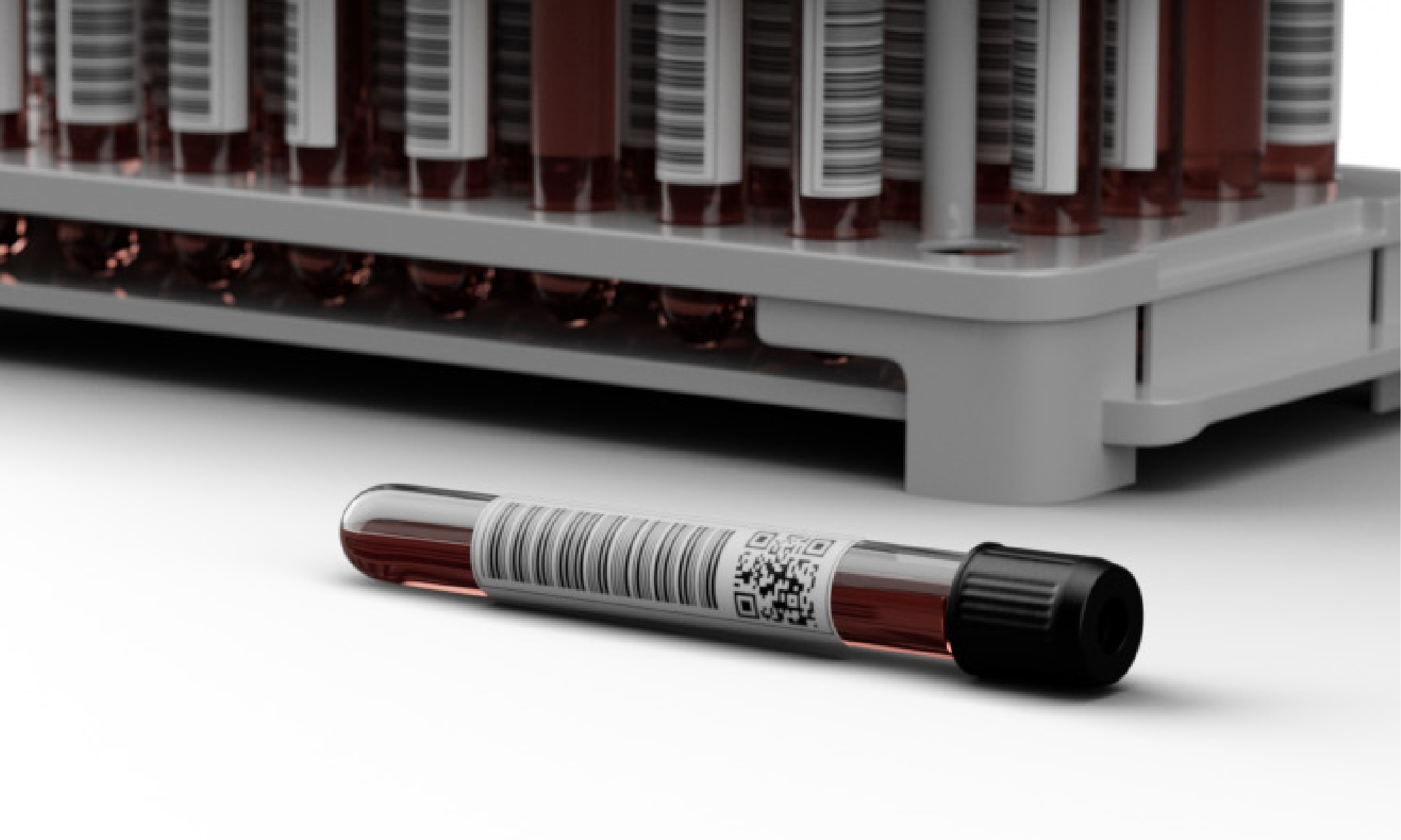 Durable labels applied to test tube
