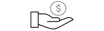 icon of hand sharing money icon
