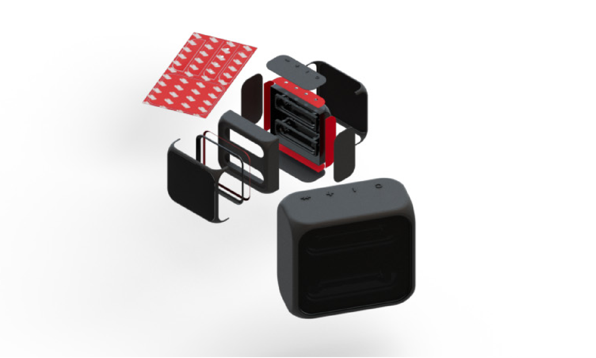 Speaker assembled with custom tape shapes
