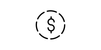 icon of dashed line circle with a dollar sign in the middle
