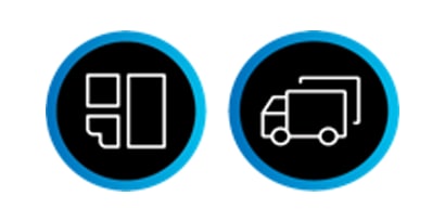 White illustration of graphic film and fleet icon.
