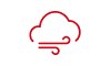 Icon of a cloud with wind.