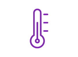 A minimal icon portraying a thermometer.