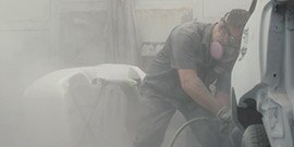 technician sands without dust extraction equipment