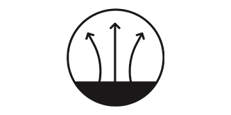 icon showing heat dissipating off a surface
