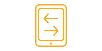 Orange lineart icon showing pulling forces on a mobile device representing stress relaxation
