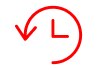 Icon of clock with time going backwards.