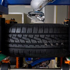 Automotive wheel on the balance rack