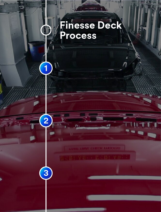 Cars on assembly line
