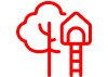 Icon of a tree with a tree house in it.