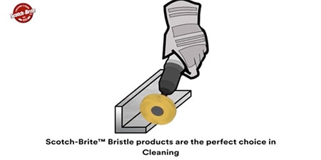 Video showing usage of a bristle abrasive for removing paint and rust
