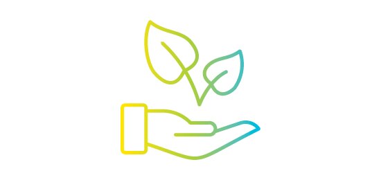 Hand holding leaves icon.