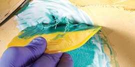 repairing interior fiberglass panel of large truck wth fiberglass resin