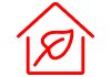 Icon of a house with a leaf inside of it.