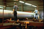 Stacks of internally coated gas pipe joints