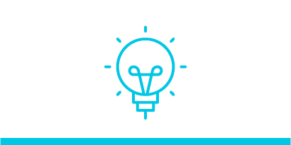 Blue line art icon of a lightbulb representing cross-industry expertise.
