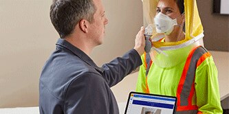 worker doing respiratory fit testing
