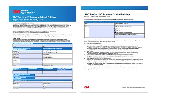 Warranty form cover
