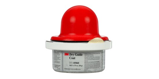 Dry guide coat reveals surface imperfections such as pinholes and scratches.

