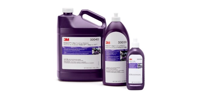 Three different sized bottles of finishing material to achieve a glossy finish.
