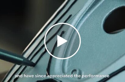Video still showing 3M&trade; Scotch-Weld&trade; Structural Adhesive DP490 being applied to a motorbike component