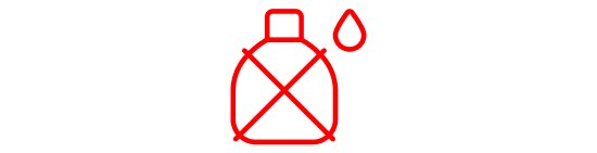 Icon of a liquid container with a large X crossing it out.
