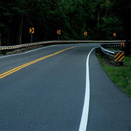 A highway with guardrails