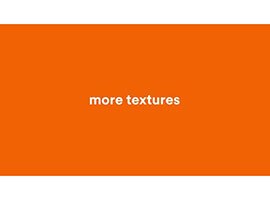 Video still of an orange background behind the words “more textures”