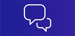 white chat icon on purple background