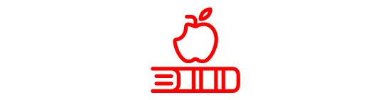 Icon of a book laying flat with an apple on top.
