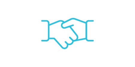Trusted quality icon of two hands shaking.
