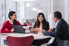 corporate employees enjoying natural light with 3M daylight redirecting film