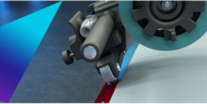 Product mock-up example of 3M automotive masking solutions on a red sports car.
