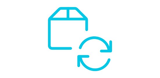 An icon of a box with two arrows rotating in a circle.
